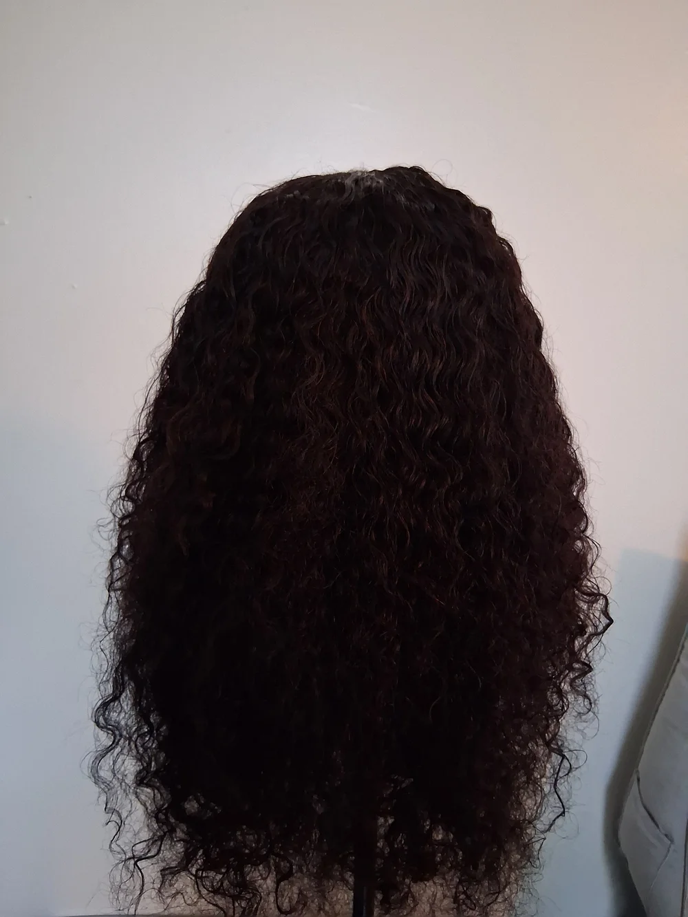 Natural Deep Brown Curly Lace Front Wig - Center Part